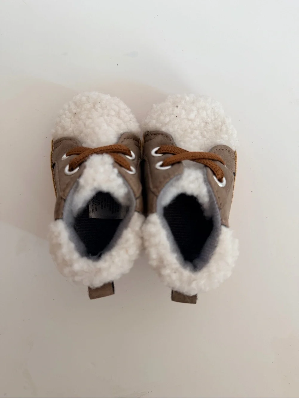Baby Brown and Cream Sherpa-Lined Booties